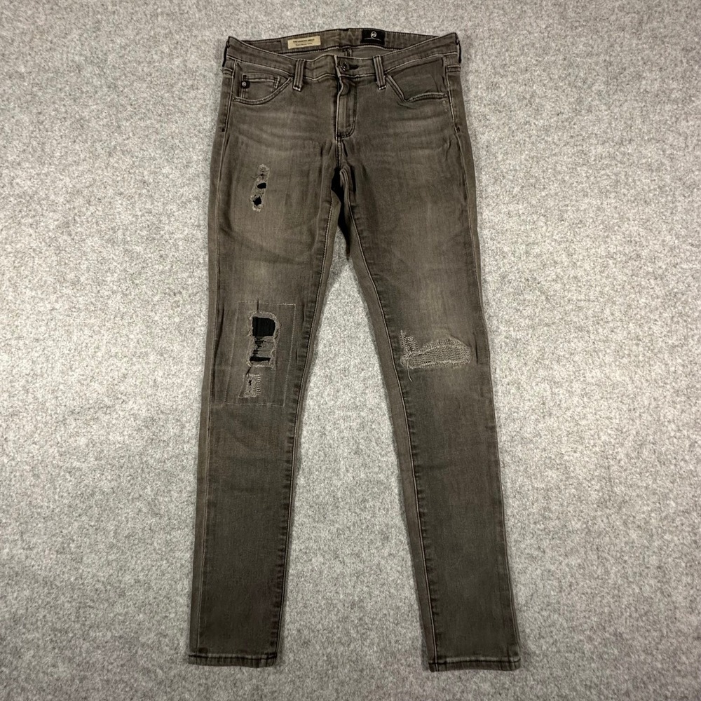 AG Adriano Goldschmied Legging Ankle Jeans Womens 26 Gray Distressed